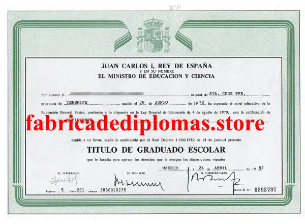 Comprar título EGB, Título de Graduado Escolar